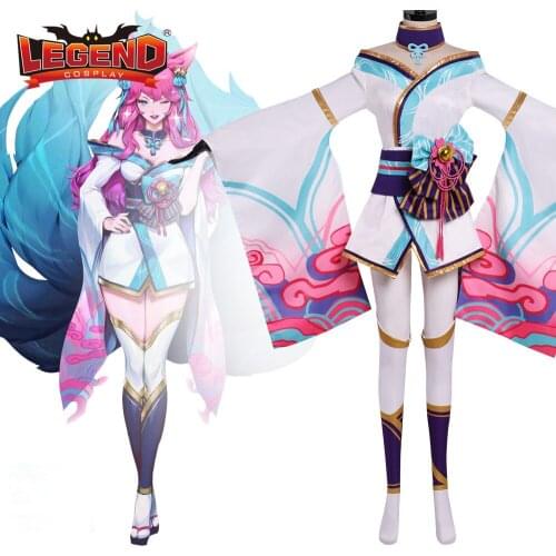 Cosplay legend Game Ahri Costume Spirit Blossom Ahri Cosplay Costume Women Fancy Sexy Dress Custom Made H001