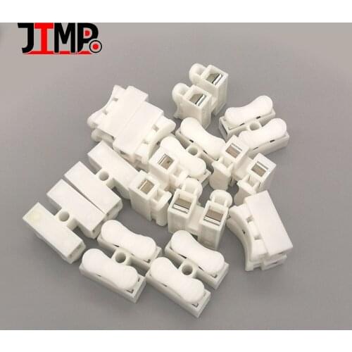 10 / 30 / 50PCS/lot Electrical Cable Connectors 2Pin Quick Splice Lock Wire Terminals Block CH2