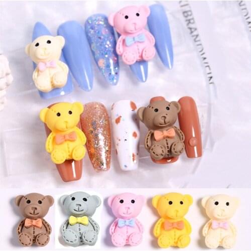 10Pcs Cute Cartoon Bear 3D Nail Art Decorations Lovely Japanese Style Ornament Manicure Design Accessories 13*18MM