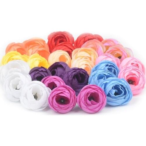 20pcs 2.5cm Artificial Small Silk Tea Buds Flower Heads For Home Wedding Decoration DIY Garland Craft Scrapbook Fake Flowers