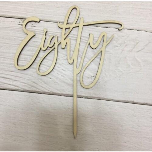 20pcs 80th Birthday Gift Eighty Number wood anniversary birthday cake topper