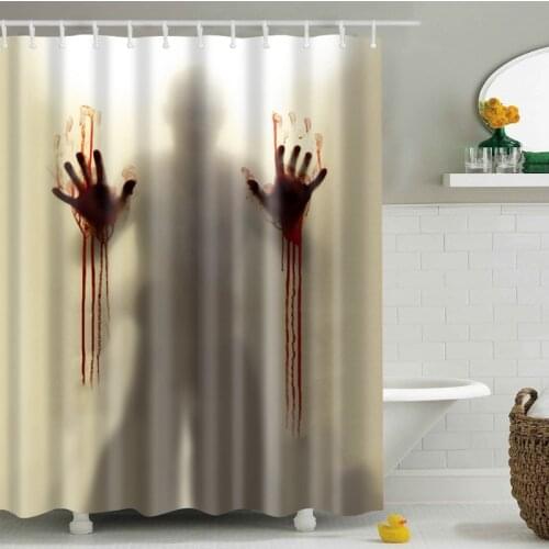 2018 Bloody stimulate Horror shadow shower curtain Washable environmentally friendly shower curtain with plastic hook TZ160930