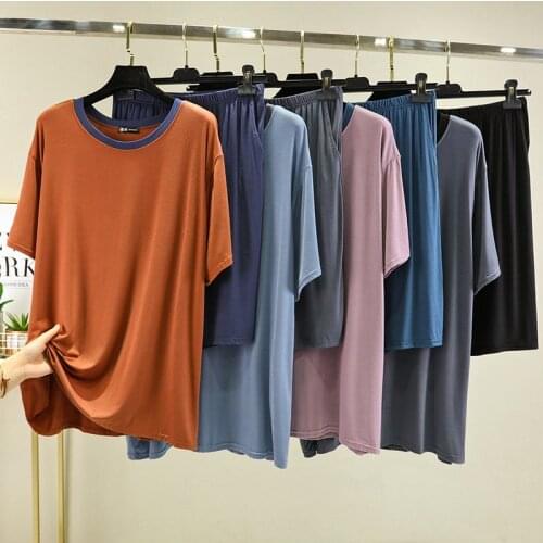 4XL-6XL Pijama Mujer Plus Size Womens Pajamas Set Modal Short Sleeve Sleepwear Summer Thin Nightwear Suit Home Clothes