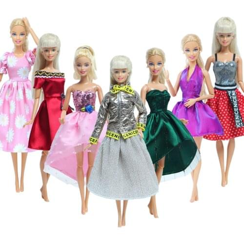 5 Set/Lot High Quality Doll Dress for Barbie Doll Pink Lace Skirt Casual Wear Mini Gown Clothes 12 inch Doll Accessories Gifts