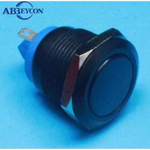 5pcs/Lot IB 1956 19mm black colour momentary non-illuminated 1NO waterproof IP67 push button switch