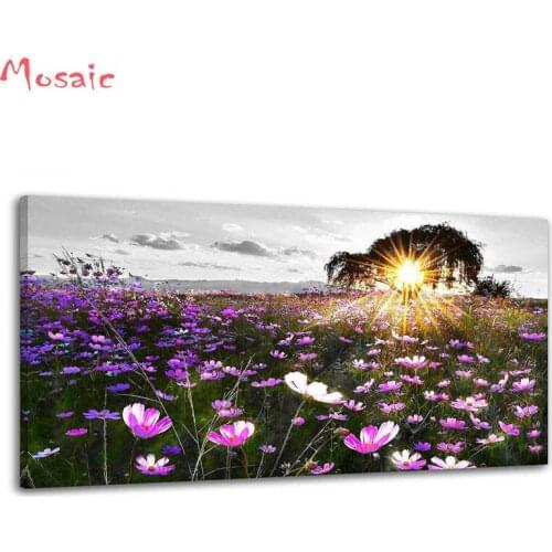 5D DIY Diamond embroidery Landscape,Sea of Flowers Sunset diamond painting Cross Stitch full drill Rhinestone mosaic wall decor