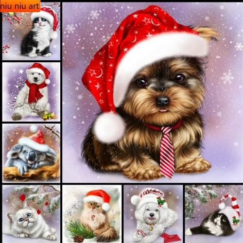 Full Square Drill Diamond Embroidery Cat Mosaic Art Needlework 5D Diamond Painting Animals Cross Stitch Christmas Kits