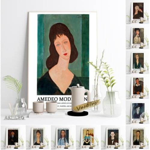 Amedeo Modigliani Expressionism People Portrait Exhibition Museum Poster Vintage Art Canvas Painting Living Room Gift Home Decor