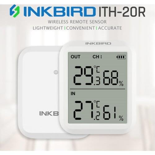 Inkbird ITH-20R Wireless Thermometer Hygrometer Temperature Humidity Sensor with Remote Transmitter for Home Weather Station Use