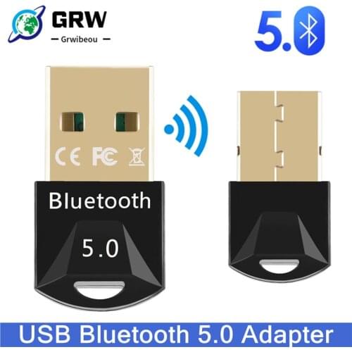 GRWIBEOU Wireless USB Bluetooth 5.0 Adapter Music Receiver MINI BT5.0 Dongle Audio Adapter for Computer PC Laptop Tablet