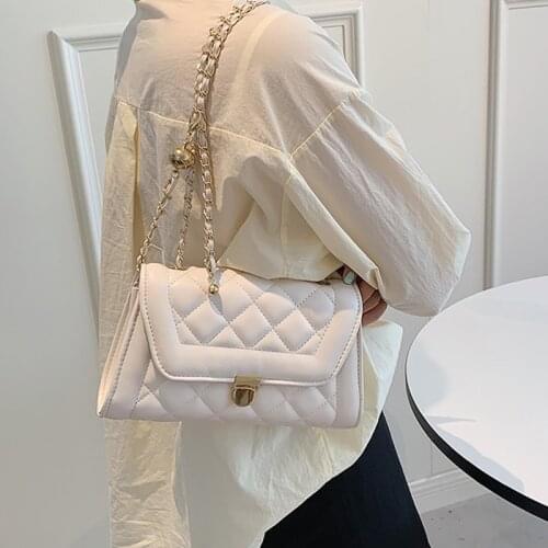 Brand Designer Women Lattice Chain Small Flap Crossbody Bag 2021 Yellow Black Chic Shoulder Handbags High Quality Pu Leather Bag