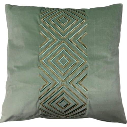 Turquoise Embroidery Cushion Cover Home Decorative Square Geometrical Throw Pillowcase