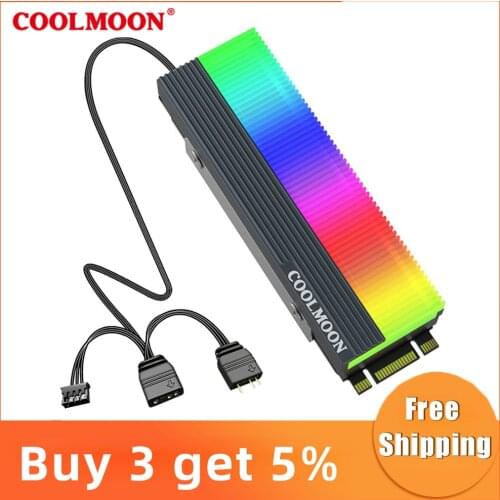 CoolMoon M2 SSD Heatsink 5V 3Pin ARGB NVME NGFF M.2 2280 Solid State Drive Hard Disk Cooling Radiator Cooler Vest Thermal Pad