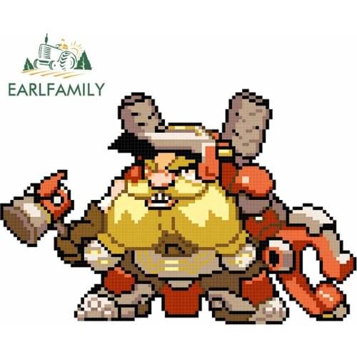 EARLFAMILY 13cm x 8.6cm for Overwatch Torbjorn Pixel Funny JDM Car Stickers Fashion Personality Creative Scratch-proof Decal