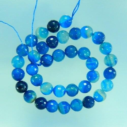 10mm Faceted Blue Agate Loose Beads,50.1g