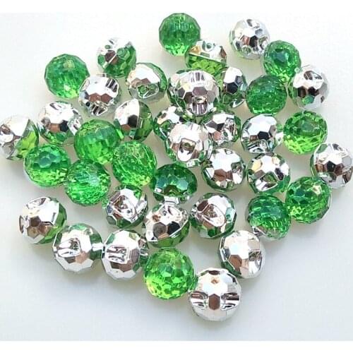 HL 40pcs Green Color Round Acrylic Buttons Apparel Sewing Supplies Garment Accessories DIY Crafts A732