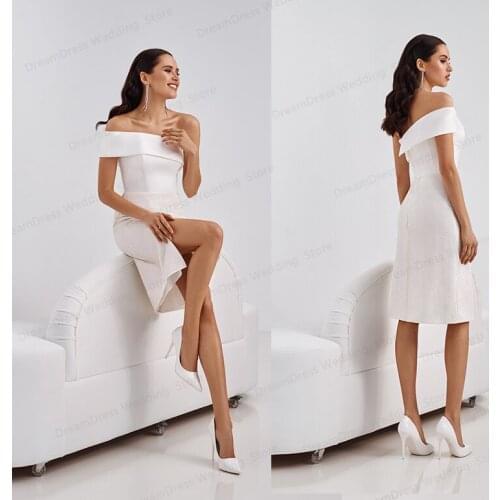 Short Lace up Wedding Dress 2021 New Off the Shoulder Simple A-Line Bridal Gowns Robe De Mariage Wedding Party Dresses