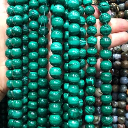 AAA Quality Natural Stone Genuine Green Malachite Round Loose Beads For Jewelry Making DIY Bracelet Accessories 6/8/10/12mm