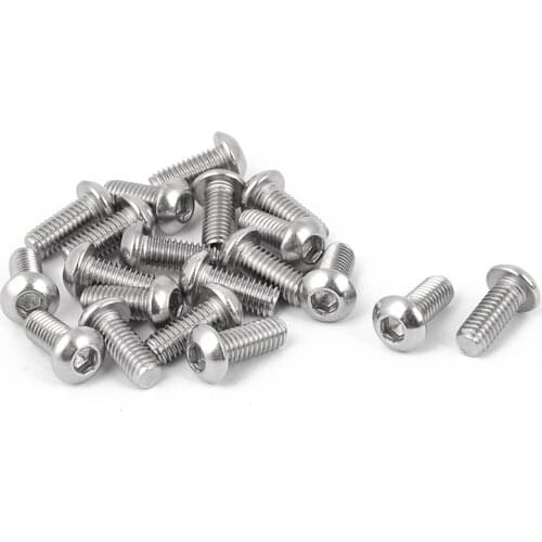 M6 x 14mm Stainless Steel Button Head Socket Cap Screw 20 Pcs