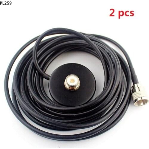 2x Magnet Antenna Mount 5M Feeder Cable for Car Mobile Two Way Radio 5.6CM Diameter Connector PL259 Magnetic Antenna Base Sucker