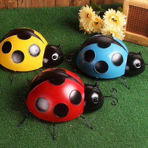 Metal Ladybird Insect Fence Hanger Wall Hanging Home Outdoor Garden Decorative Figurine Kids Toys Gift Art Ornament 10cm