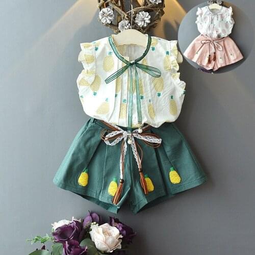 New Summer Baby Girl Clothes Cute Childrens Floral Childrens Clothing Girls Tops + Shorts 2 Sets Kids Clothes Set for Girls