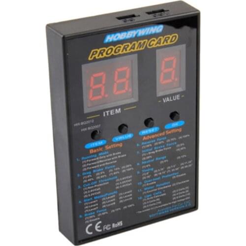 Original Hobbywing QuicRun ESC program card for the RC car