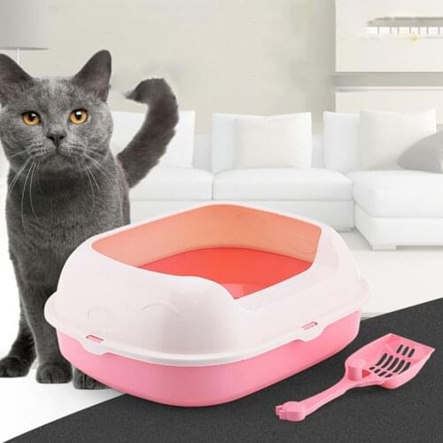 Pet Toilet Semi-enclosed Anti Splash Cat Litter Box With Scoop Kitten Clean Bathroom Accessories Dog Tray Puppy Plastic Bedpan