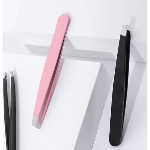 Stainless Steel Eyebrow Tweezers Face Hair Removal Eye Brow Trimmer Eyelash Clip Makeup Beauty Cosmetic Accessories Pink Black