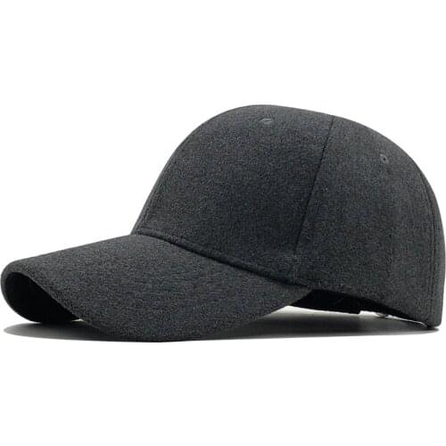 Simple Men Winter Spring Autumn Adjustable Baseball Hat gray Wool Cap for Men Women Tactical Snapback Hat