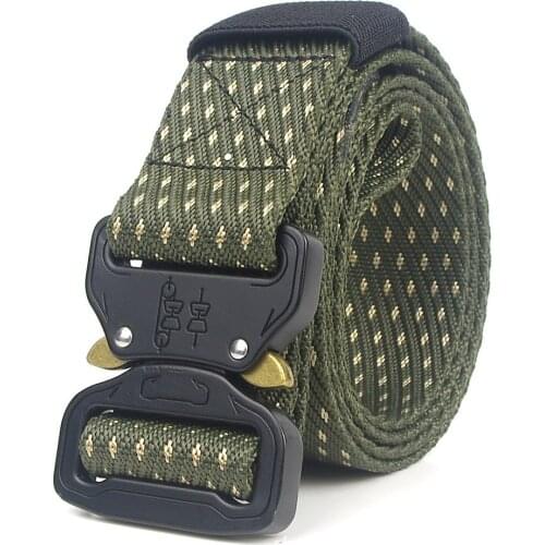 Tactical Mens Belt New Heavy Quick Release Metal Buckle Canvas Military Training Outdoor Adjustable Belt Army High Quality Belt