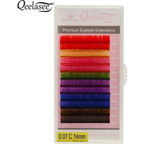 Qeelasee New Arrival 8 Colors Rainbow Colored Eyelash Extension Faux Mink Color Eyelashes Colorful Eyelash Maquiagem Cilios