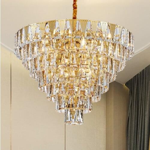 Luxury Steel Gold Modern Led Crystal Centerpieces Wedding Chandelier Hanging Light Nordic Restaurant Hotel