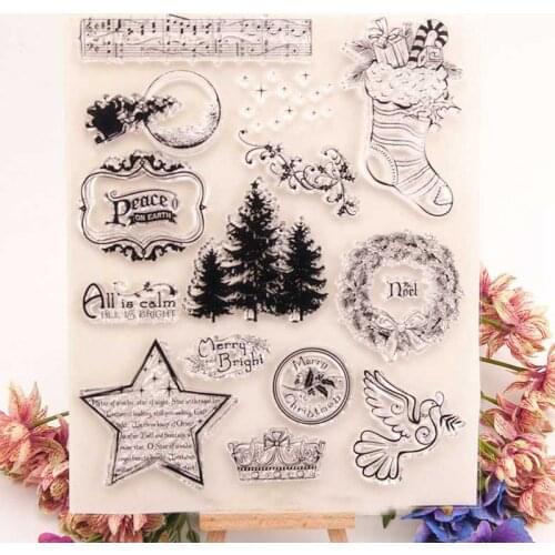 Christmas peace calm Clear Stamps for DIY Scrapbooking Craft Making Decoration Transparent Stempels New 2018 Silicone Seal