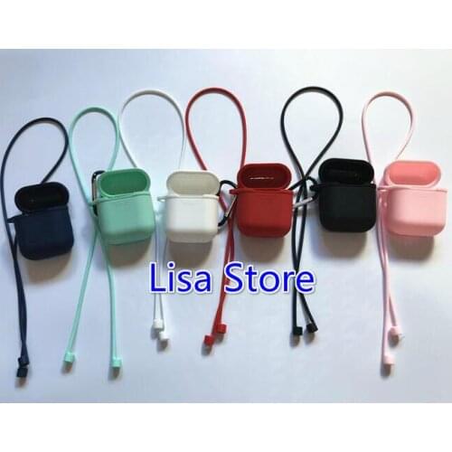 Free DHL Silicone Bluetooth Wireless Earphone Case For Apple AirPods Protective Cover Skin Accessories With Anti lost strap Hook