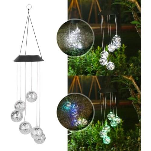 LED Solar Wind Chime Light Wind Chime Crystal Ball Hummingbird IP65 Waterproof Solar Light For Home Garden Lawns Decor Lights