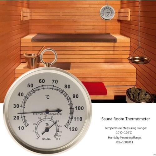 Humidifier Thermometer For Sauna Room Humidity Temperature Meter Indoor Hygrometer Double-dial Wall Hanging Metal Measurement