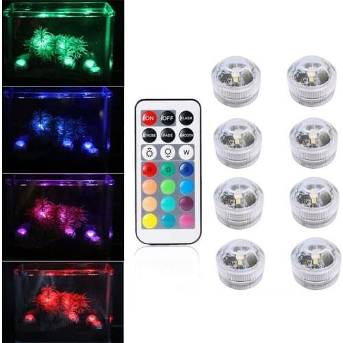 Waterproof CR2032 Submersible LED Lights RGB Underwater Night Lamp Wedding Tea Light Vase Bowl Party Christmas Decoration Light