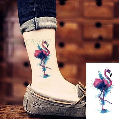 Waterproof Temporary Tattoo Sticker Flamingo Bird Watercolors Design Flash Tatoo Fake Tatto Hand Leg Arm for Kids Men Women