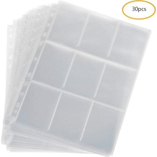 9-Card Protector Sleeves Pocket Gaming Trading Card Tarrot Card Album Pages Binder Sheets For Stickers Stamps Card Page Storage