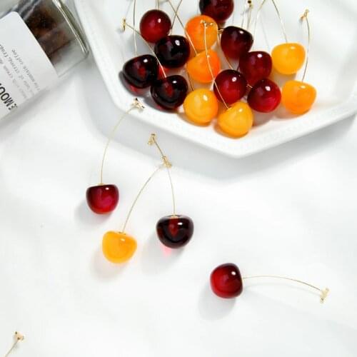 Kissme Cute Red&Dark Red Acrylic Vivid Cherry Drop Earrings For Women Gifts Gold Color Brass New Fashion Jewelry Dropshipping