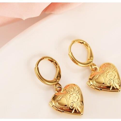 Gold photo frame Drop Earrings for Women kid /Girl Africa Trendy lovely Earrings Arab dubai Middle Eastern kid best gift weddi