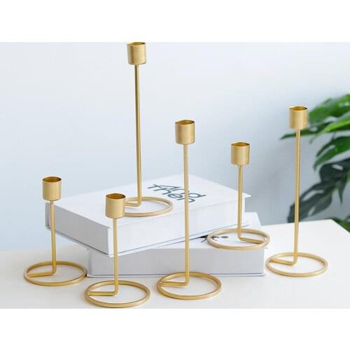 1PC Nordic Style Candle Holder Gold Color Single Head Iron Candlestick Metal Candle Holder Wedding Party Decoration Home Decor