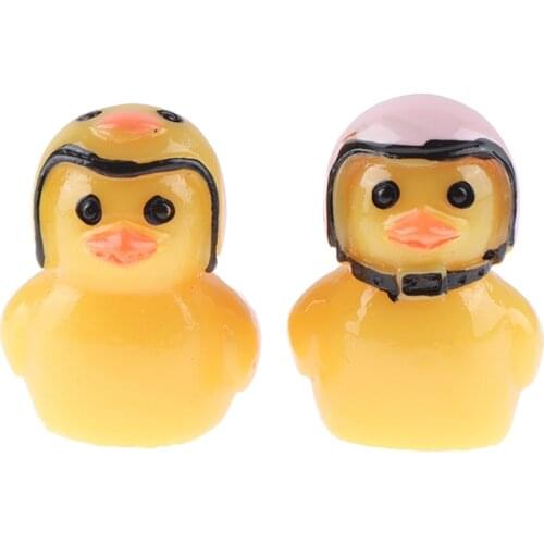 1pc Helmet Couple Duck Decoration Micro Landscape Scene Decoration Resin Crafts For Children Toy Gifts