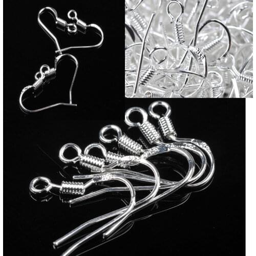 100Pcs Stainless Steel Earring Hook Ear Wire Hook Findings For DIY Jewelry Findings Making Silver Plated Earring Accessories