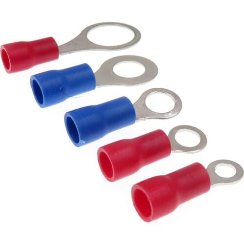 250pcs/lot 5 kinds insulated round ends O type terminals brass Insulated Spade Crimp Wire Cable Connector