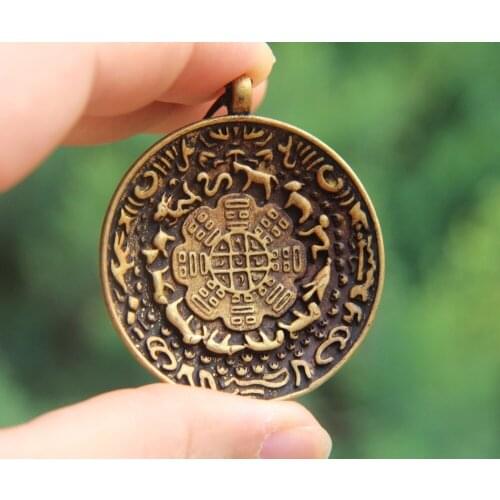 3 CM 100% Pure Bronze India Ganesha Elephant Sit Sculpture Buddha Amulet Pendant