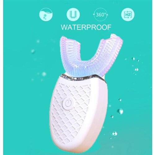 360 Degree Intelligent Automatic Sonic Electric Toothbrush U Type Tooth Brush USB Charging Whitening Blue Light Tooth Brush