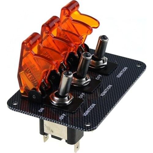 3x 12V Switch Car Racing On Off Aircraft Type / yellow LED Toggle Switch Control Flip Cover Low Price