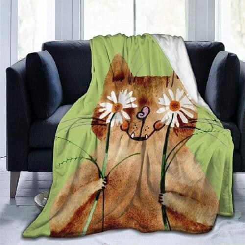 Watercolor Cat Navajo Cubre Throw Blanket 3D Print Sherpa Super Comfortable Nordic Manta Sonic